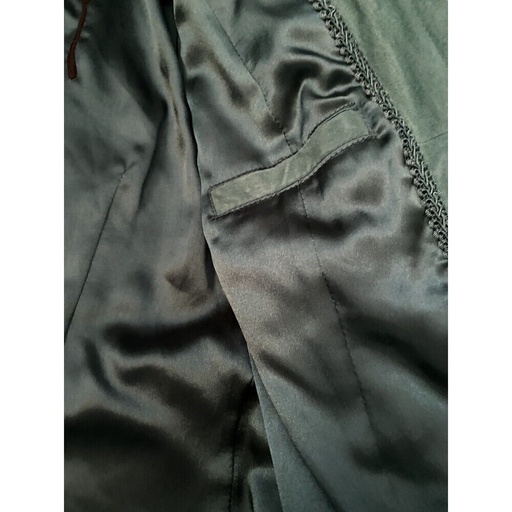Women's Green Suede Jacket with Woven Trim - Picture 8 of 11